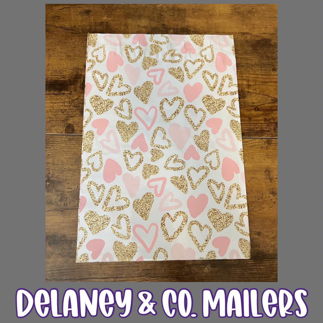19x24 Pink & Gold Heart Polymailer