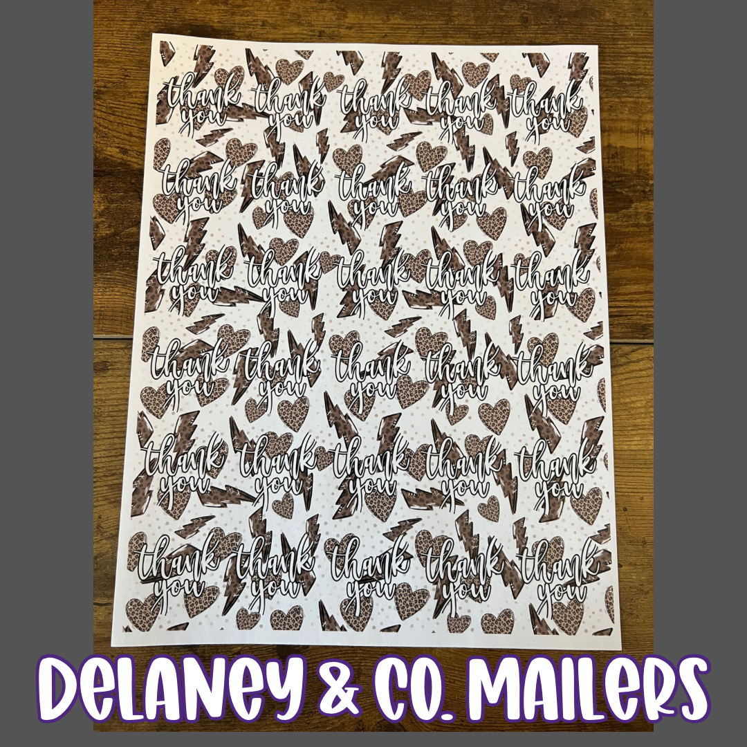 Thank You - Leopard Hearts & Bolts Stickers
