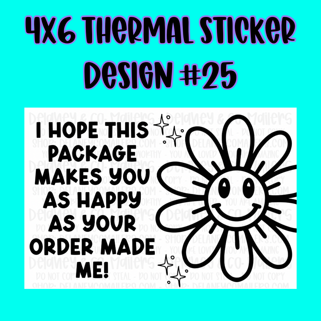 4x6 Thermal Pkg. Stickers.