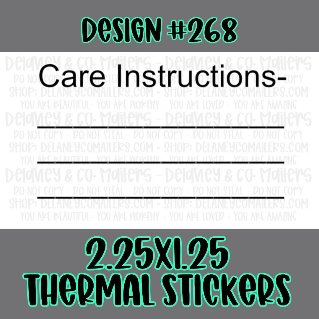 Care Instructions - 2.25x1.25 Thermal Pkg. Stickers