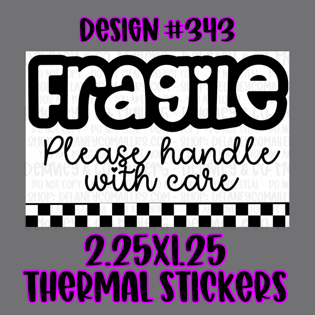 Fragile - 2.25x1.25 Thermal Pkg. Stickers