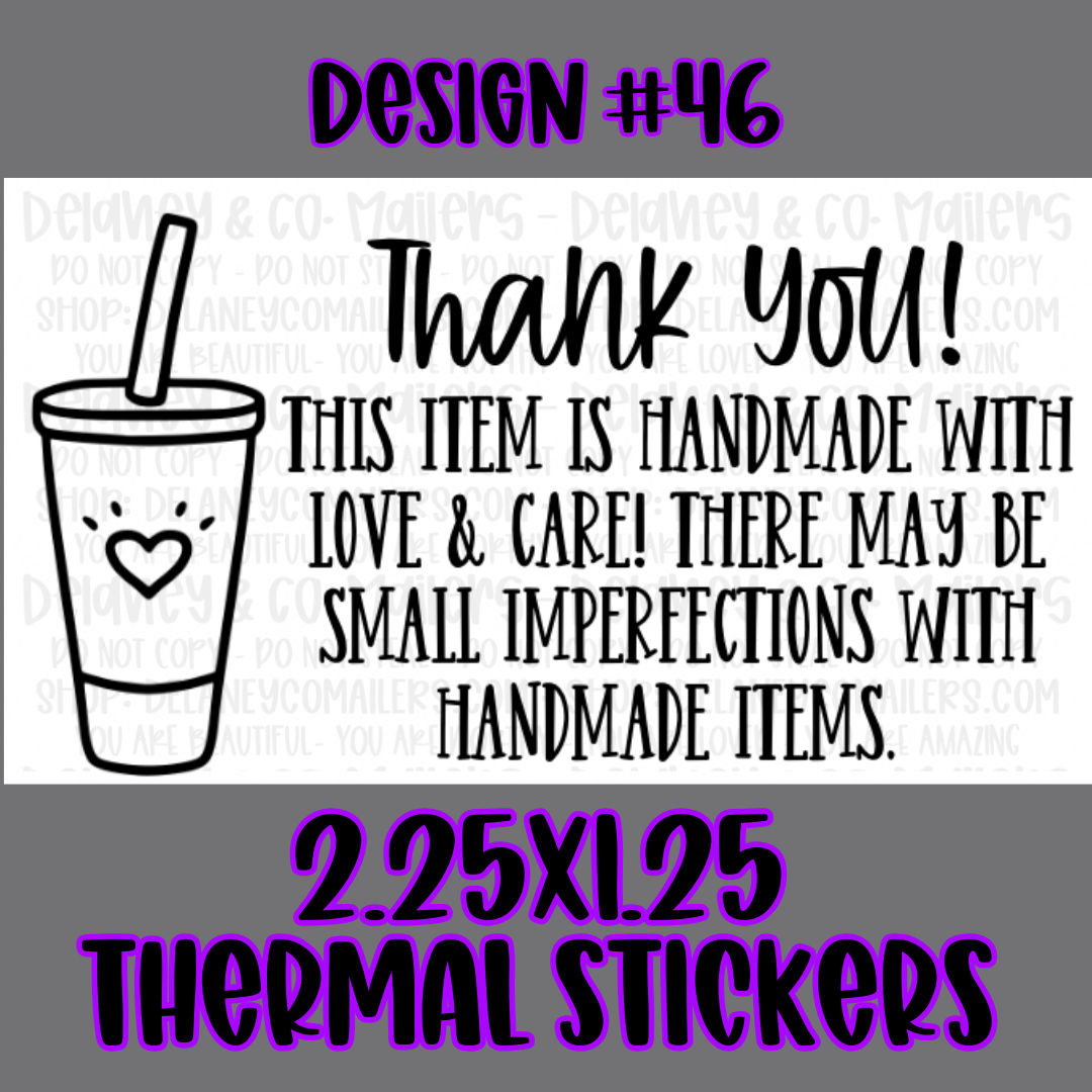 Handmade - 2.25x1.25 Thermal Pkg. Stickers