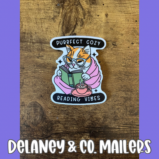 Purrfect Cozy Reading Vibes [Vinyl Sticker]