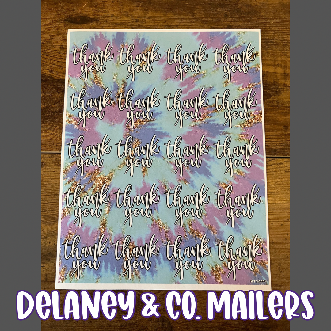 Thank You - Tie Dye 4 Stickers