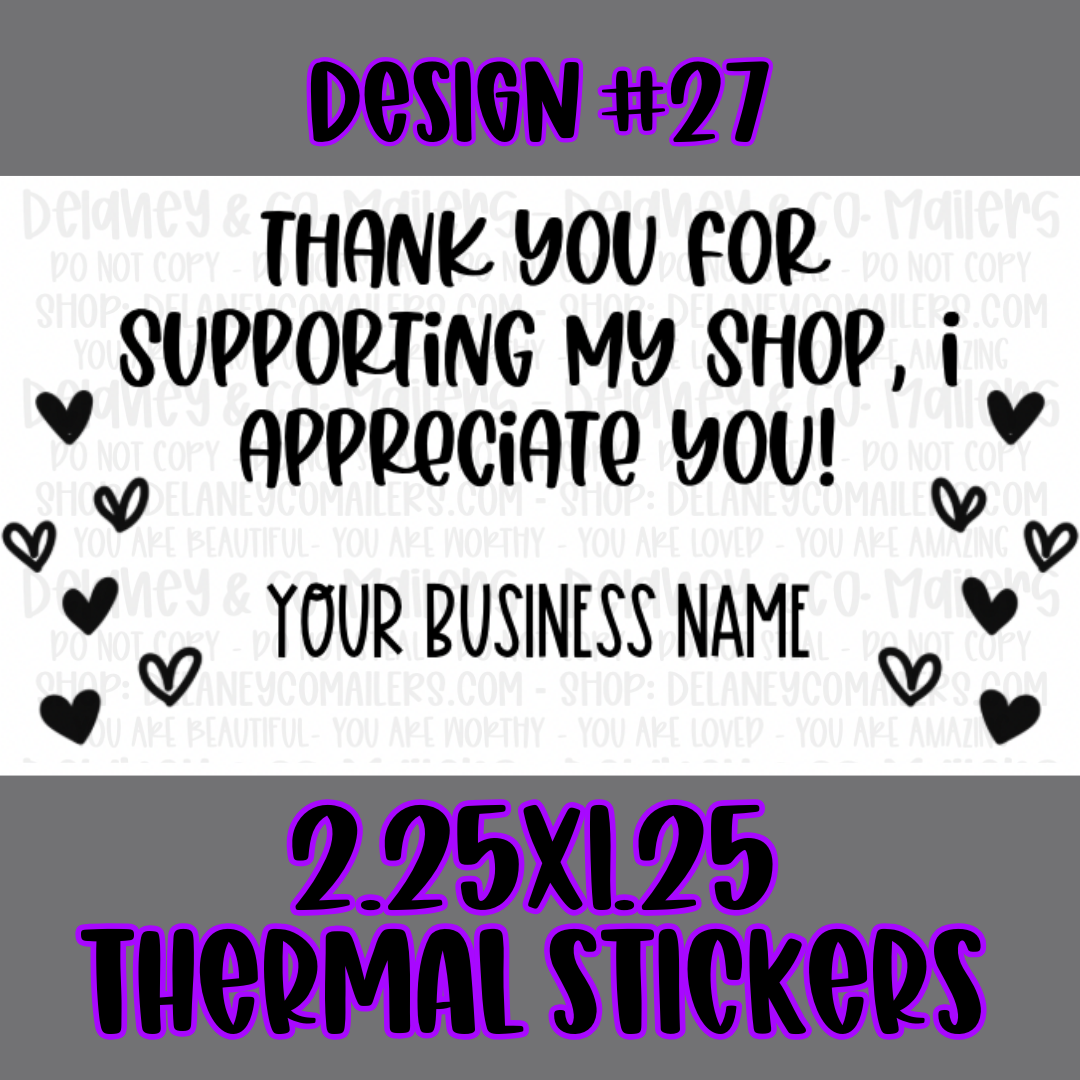 Semi Customizable - 2.25x1.25 Thermal Pkg. Stickers