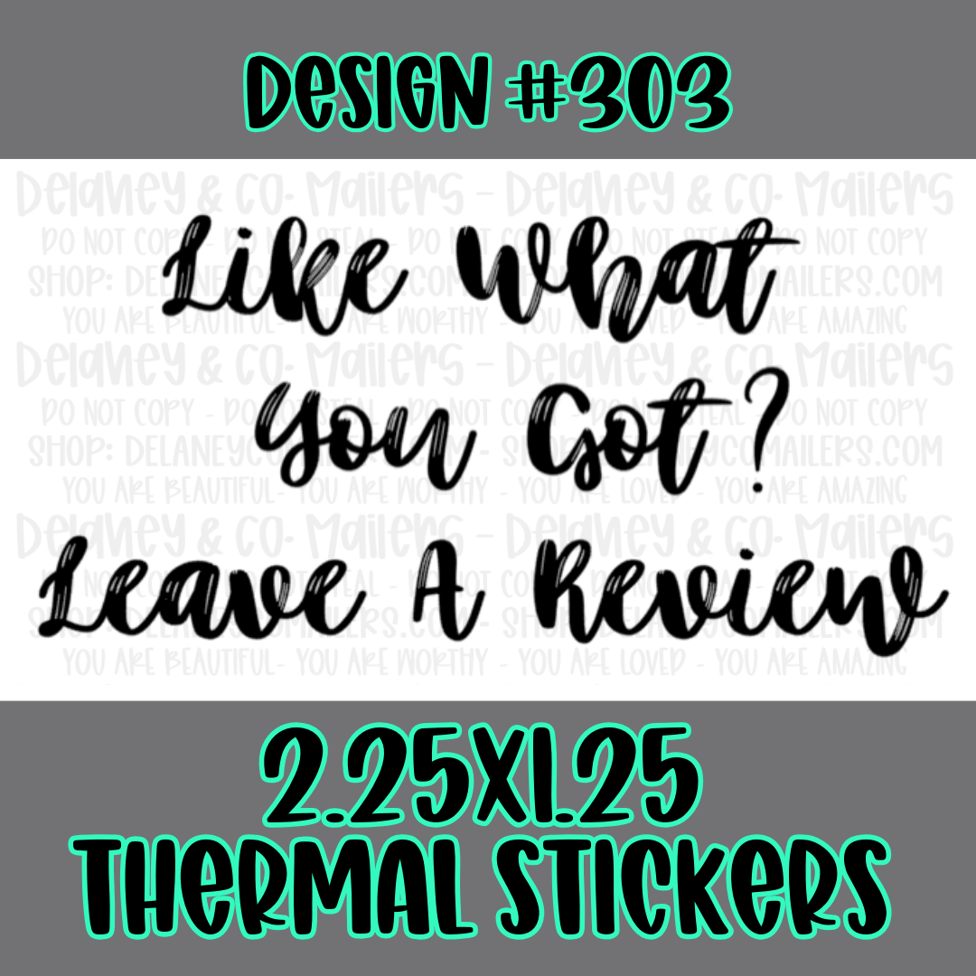 Leave A Review - 2.25x1.25 Thermal Pkg. Stickers