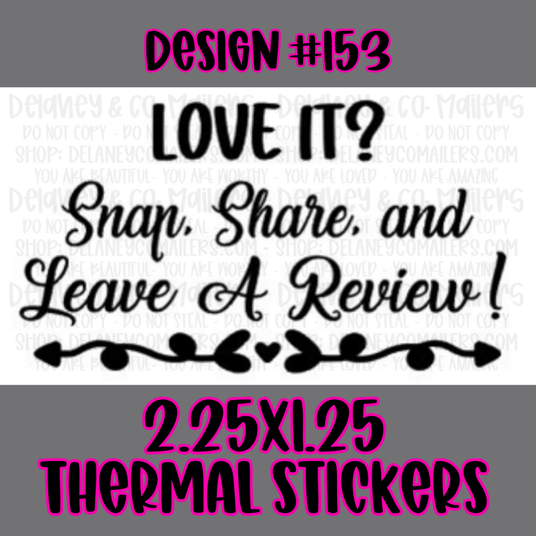 Leave A Review - 2.25x1.25 Thermal Pkg. Stickers