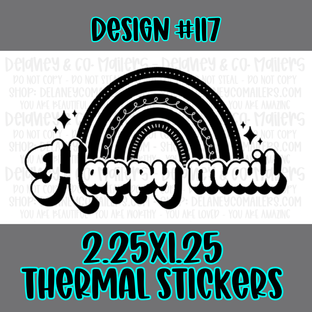 Happy Mail - 2.25x1.25 Thermal Pkg. Stickers