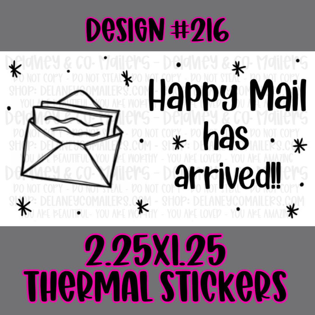 Happy Mail - 2.25x1.25 Thermal Pkg. Stickers