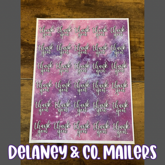 Thank You - Pink & Purple Galaxy Stickers