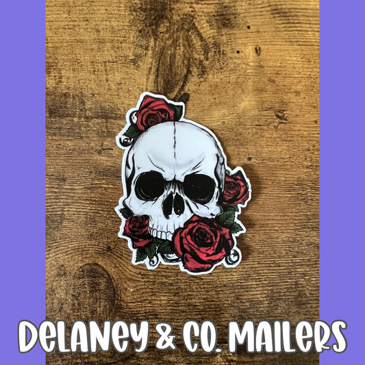 Skull + Red Roses [Vinyl Sticker]