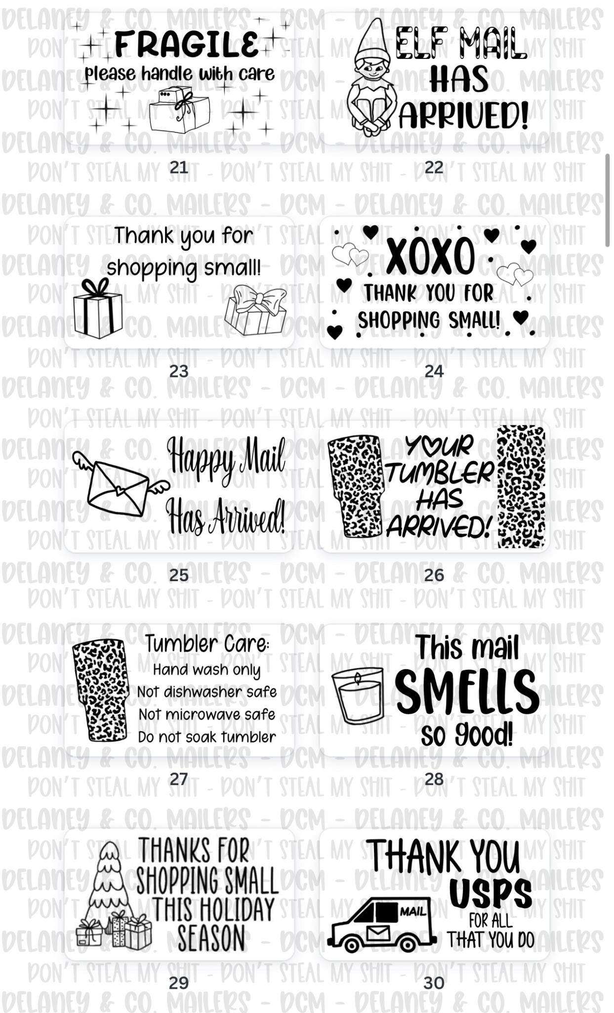 106 Assorted Themes - 2.25x1.25 Thermal Pkg. Stickers