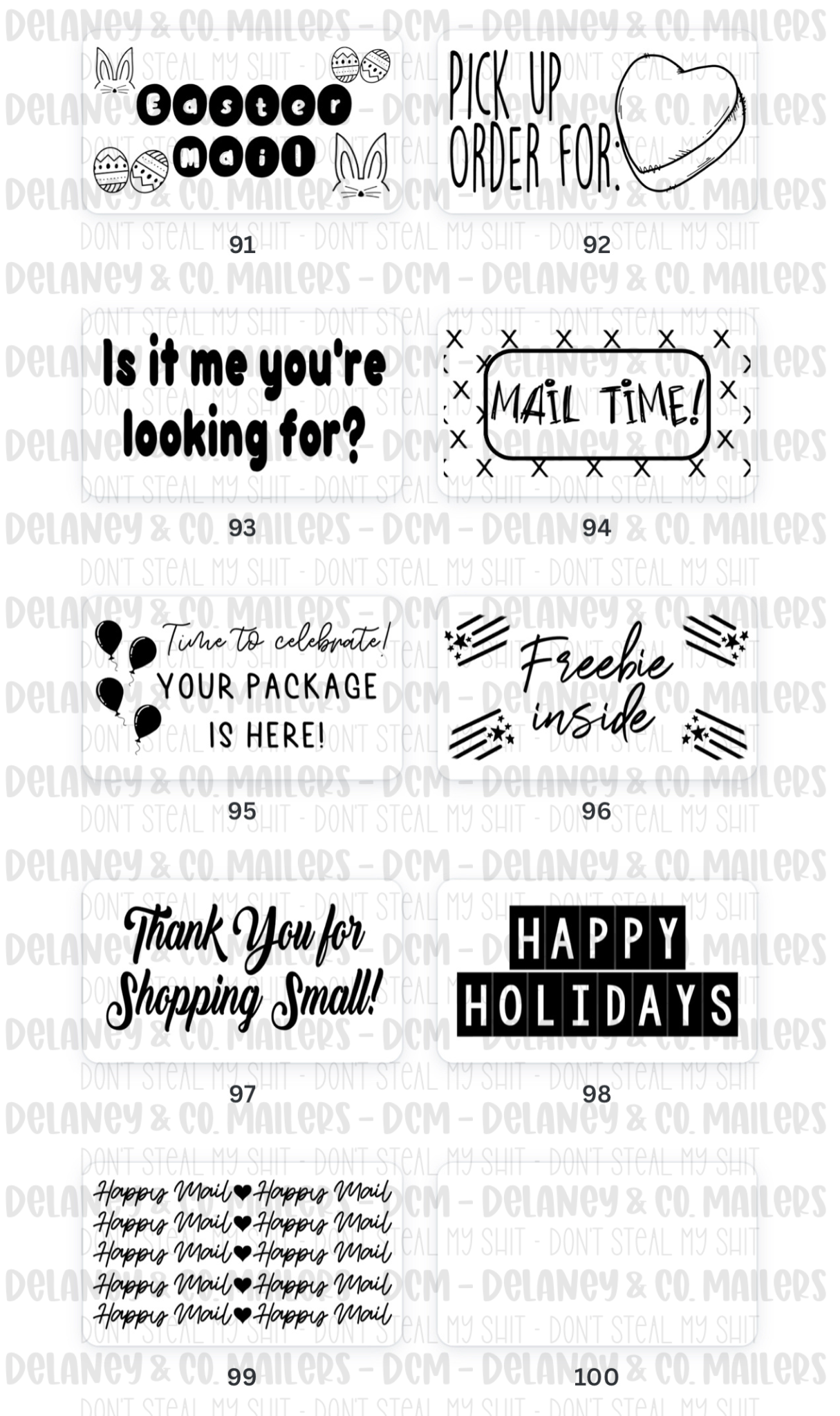 99 Assorted Themes - 2.25x1.25 Thermal Pkg. Stickers