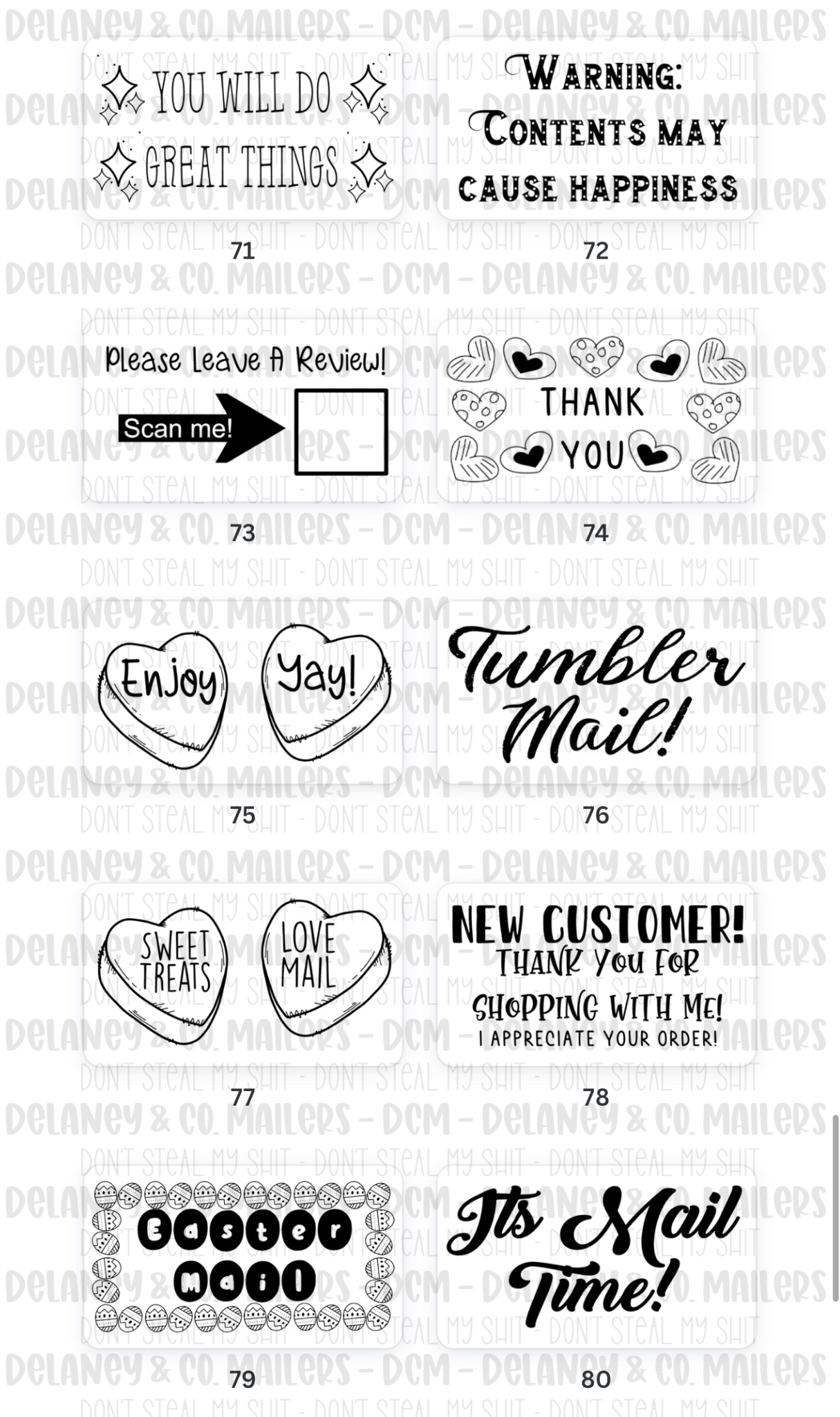 99 Assorted Themes - 2.25x1.25 Thermal Pkg. Stickers