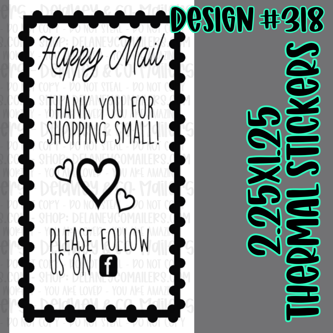 Happy Mail - 2.25x1.25 Thermal Pkg. Stickers