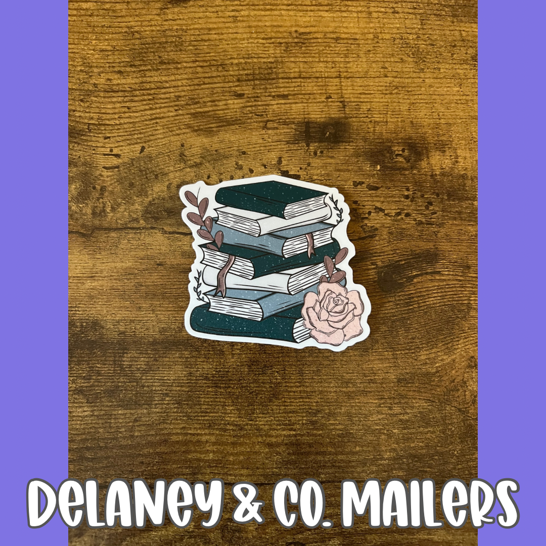 Stacked Teal Books [Vinyl Sticker]