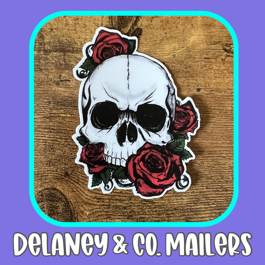 Skull + Red Roses [Vinyl Sticker]