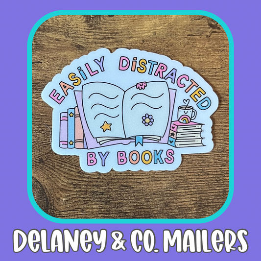 Easily Distracted By Books [Vinyl Sticker]