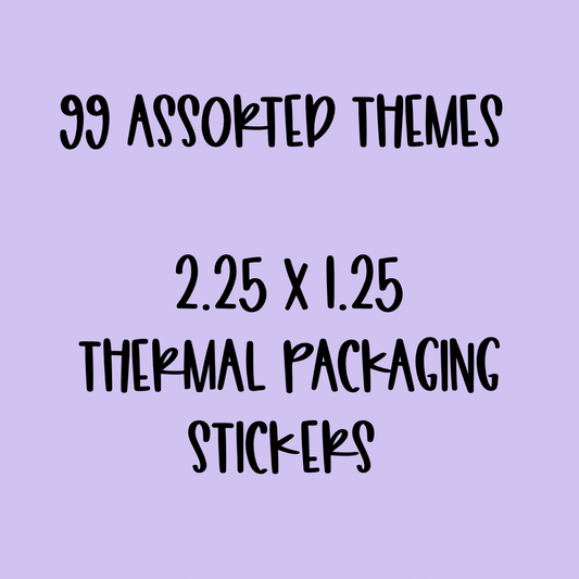 99 Assorted Themes - 2.25x1.25 Thermal Pkg. Stickers