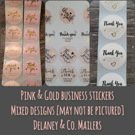TY Pink/Gold Mixed Business Stickers [50]