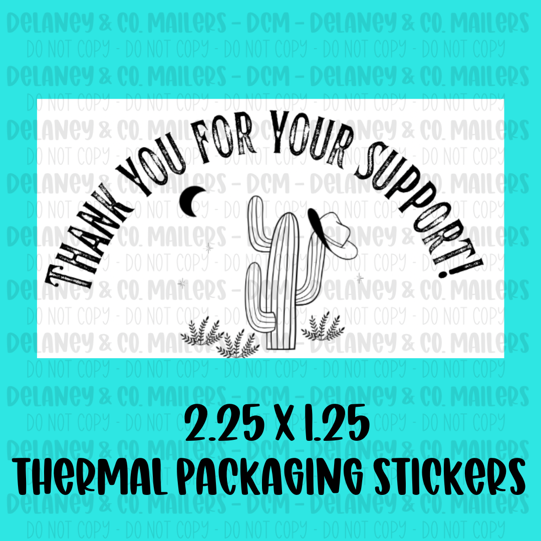 Thank You - 2.25x1.25 Thermal Pkg. Stickers