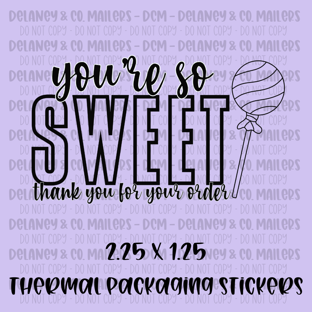 Thank You - 2.25x1.25 Thermal Pkg. Stickers